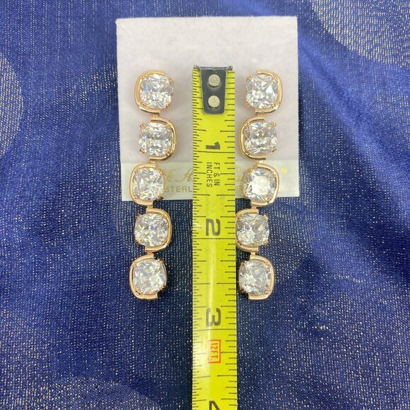 FAC Cubic Zirconia Drop Earrings Gold Tone NWT - Picture 4 of 6